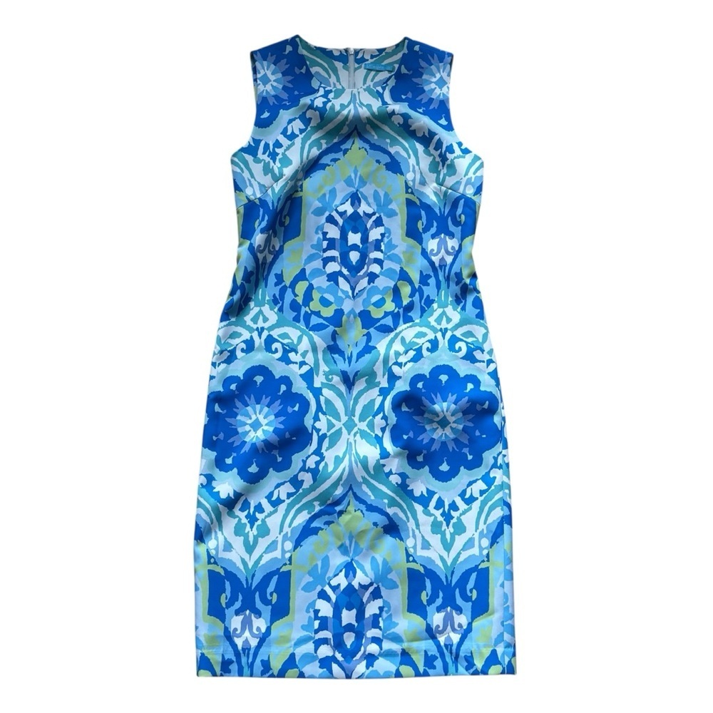 J. McLaughlin Blue White Floral Sheath Belinda Dress Womens Size 0 Sleeveless